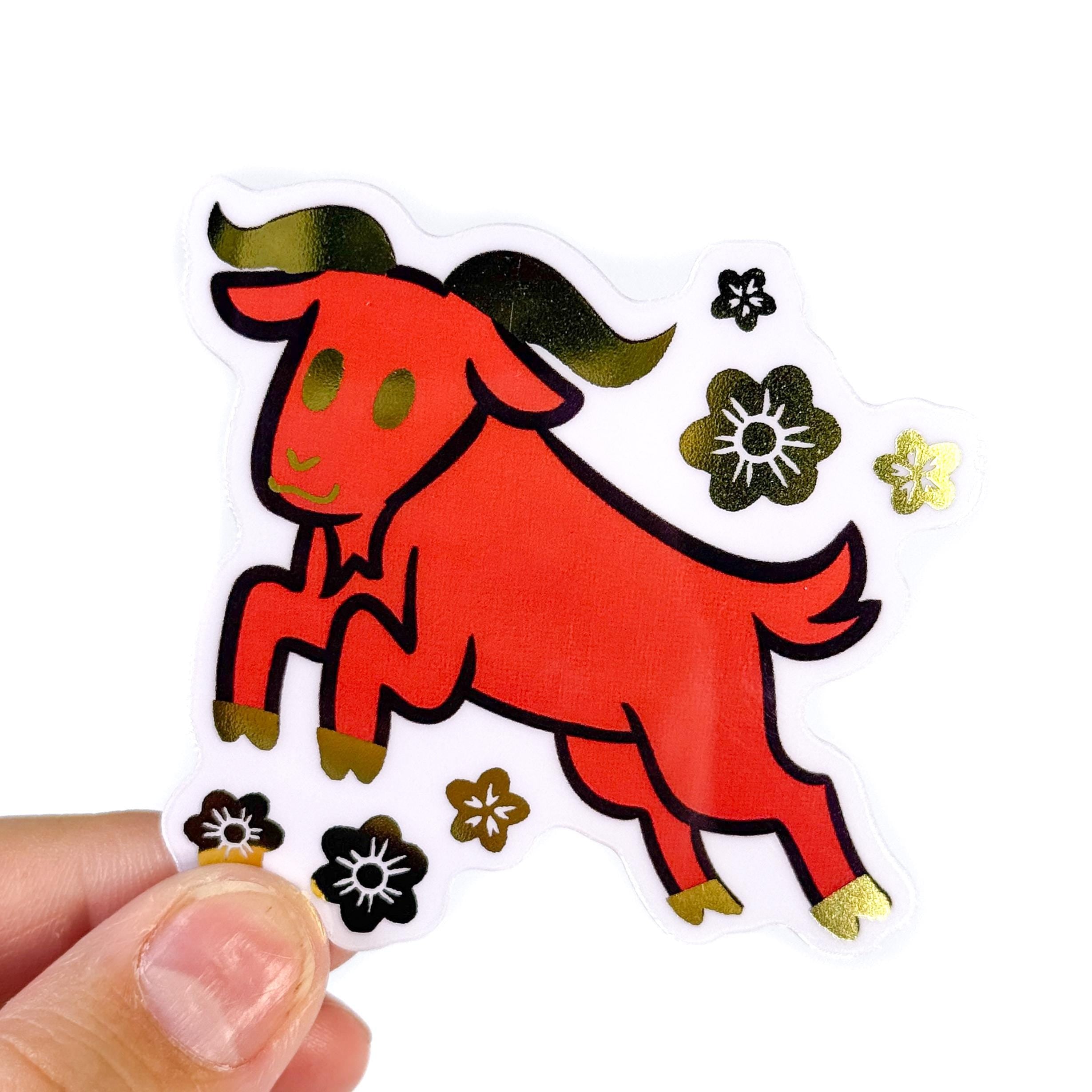 Gold Foil Goat Sticker – Blackkittypet