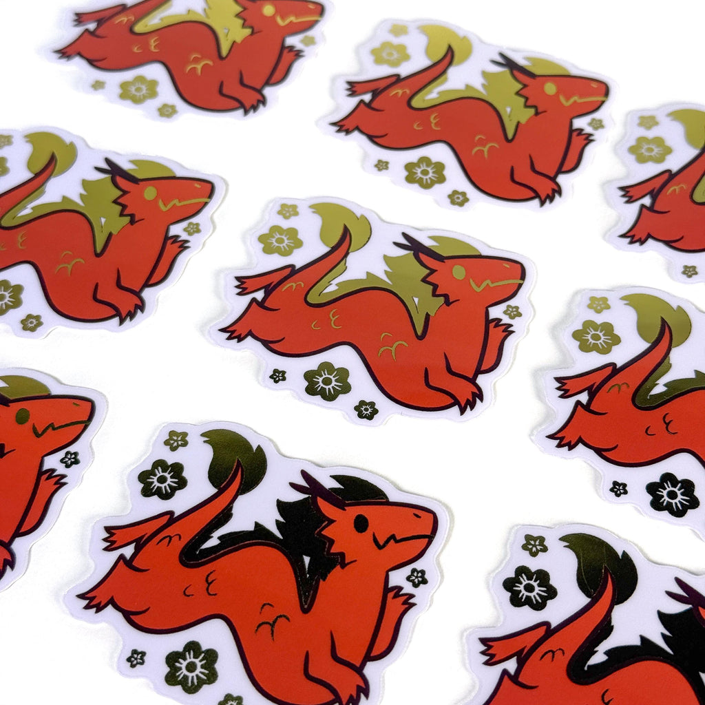 Dragon Fill Sticker Gold Foil Dragon Sticker – Blackkittypet