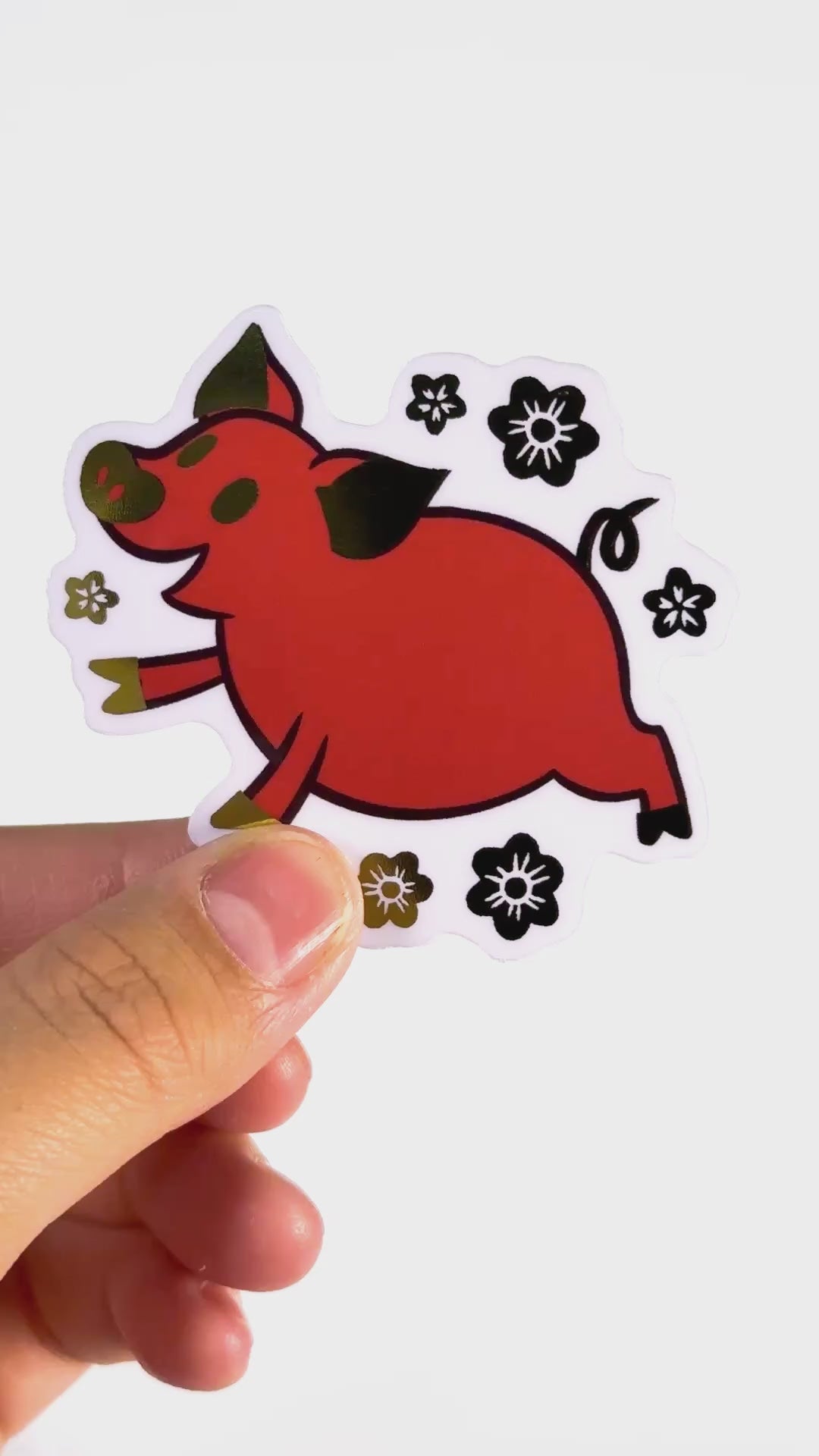 Gold Foil Pig Sticker